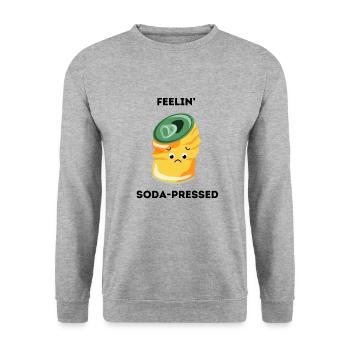 Feelin' soda-pressed - Sad soda can - Unisex Sweatshirt - salt & pepper - Front - Alina (178cm) & Michal (187cm)