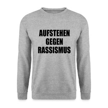 aufstehen gegen rassismus - Unisex Pullover - Weißgrau meliert - Vorne - Alina (178cm) & Michal (187cm)