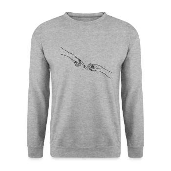 Two index fingers - Unisex Sweatshirt - salt & pepper - Front - Alina (178cm) & Michal (187cm)