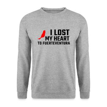 J’AI PERDU MON CŒUR À FUERTEVENTURA - Sweat-shirt Unisexe - gris chiné - Devant - Alina (178cm) & Michal (187cm)
