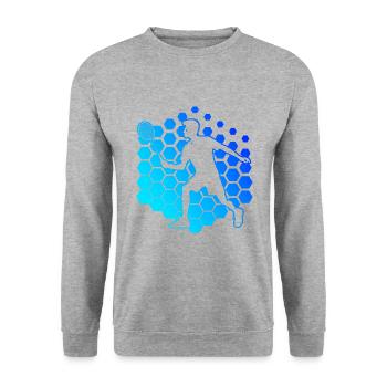 Damen Federball Squash Badmintonspieler Badminton - Unisex Pullover - Weißgrau meliert - Vorne - Alina (178cm) & Michal (187cm)