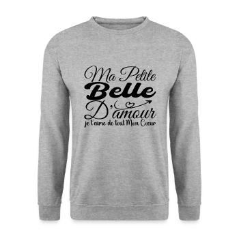 Schönes Liebesgeschenk, am besten schön Ich liebe dich - Unisex Pullover - Weißgrau meliert - Vorne - Alina (178cm) & Michal (187cm)