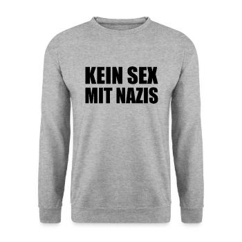 kein sex mit nazis - Unisex Pullover - Weißgrau meliert - Vorne - Alina (178cm) & Michal (187cm)