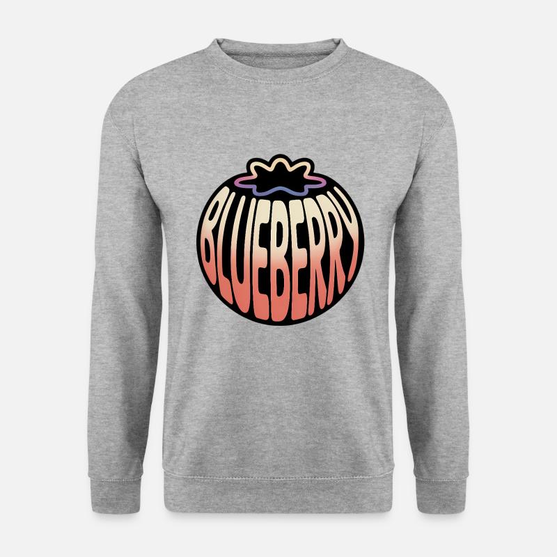 Heidelbeere - Cooles Frucht-Logo - Unisex Pullover - Weißgrau meliert