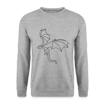 Dragon minimalist lines - Unisex Sweatshirt - salt & pepper - Front - Alina (178cm) & Michal (187cm)