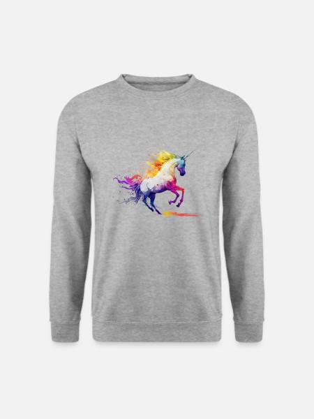 Einhorn-Lauf - Unisex Pullover - Weißgrau meliert