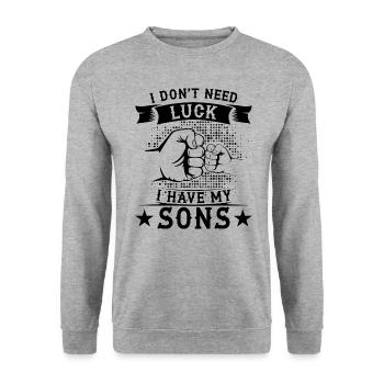 Je n’ai pas besoin de chance j’ai mes fils - Sweat-shirt Unisexe - gris chiné - Devant - Alina (178cm) & Michal (187cm)