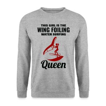 Wing Foiling Hydrofoil Surfing Surf Water Sport - Sweat-shirt Unisexe - gris chiné - Devant - Alina (178cm) & Michal (187cm)