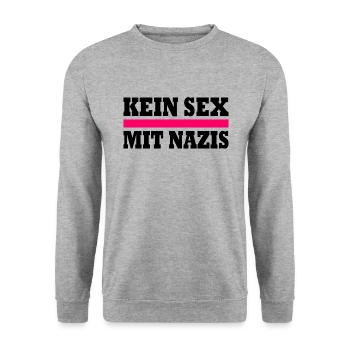 kein sex mit nazis - Unisex Pullover - Weißgrau meliert - Vorne - Alina (178cm) & Michal (187cm)