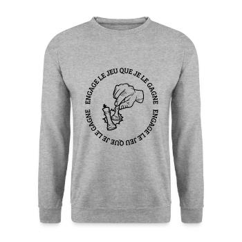Engage le jeu que je le gagne - Sweat-shirt Unisexe - gris chiné - Devant - Alina (178cm) & Michal (187cm)
