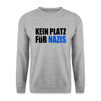 kein platz für nazis - Unisex Pullover - Weißgrau meliert - Vorne - Alina (178cm) & Michal (187cm)
