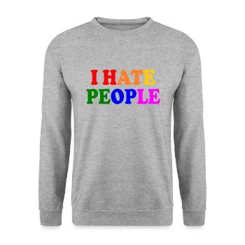 I hate people - Unisex Sweatshirt - salt & pepper - Front - Alina (178cm) & Michal (187cm)