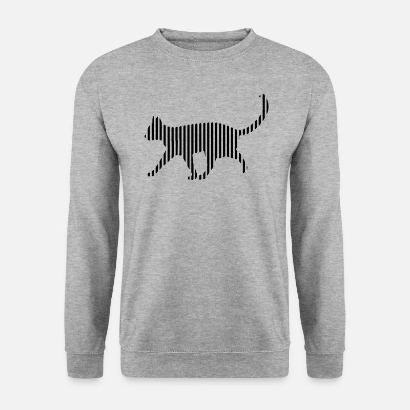 Geschmeidige Strich Katze - Unisex Pullover - Weißgrau meliert