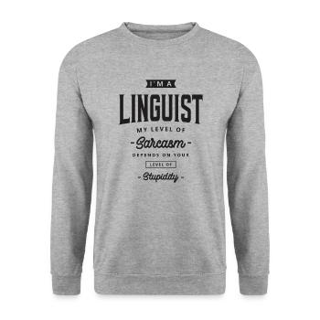 Linguist Funny Job Occupation - Unisex Sweatshirt - salt & pepper - Front - Alina (178cm) & Michal (187cm)