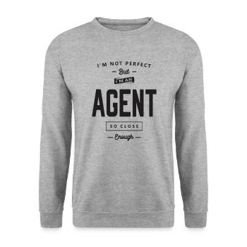 Agent Lustiger Job Beruf - Unisex Pullover - Weißgrau meliert - Vorne - Alina (178cm) & Michal (187cm)
