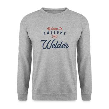 Welder Job Profession - Unisex Sweatshirt - salt & pepper - Front - Alina (178cm) & Michal (187cm)