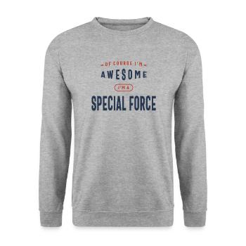 Special Force Job Profession - Unisex Sweatshirt - salt & pepper - Front - Alina (178cm) & Michal (187cm)
