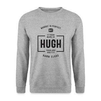 Hugh Personalized Name - Unisex Sweatshirt - salt & pepper - Front - Alina (178cm) & Michal (187cm)