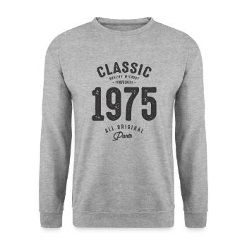 Classic 1975 - 48th Birthday Vintage Born 1975 - Unisex Sweatshirt - salt & pepper - Front - Alina (178cm) & Michal (187cm)