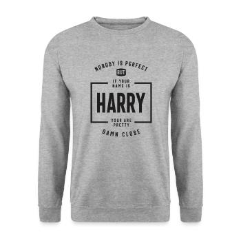 Harry: Pretty Damn Close to Perfect - Unisex Sweatshirt - salt & pepper - Front - Alina (178cm) & Michal (187cm)