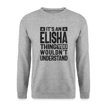 C’est une chose d’Elisée - Nom Elisha - Sweat-shirt Unisexe - gris chiné - Devant - Alina (178cm) & Michal (187cm)