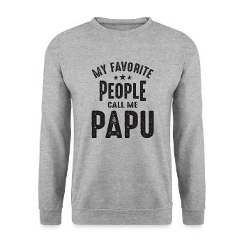 My Favorite People Call Me Papu - Grandpa - Unisex Sweatshirt - salt & pepper - Front - Alina (178cm) & Michal (187cm)