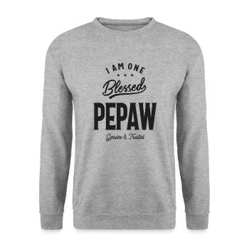I Am One B Pepaw - Grandpa - Unisex Sweatshirt - salt & pepper - Front - Alina (178cm) & Michal (187cm)