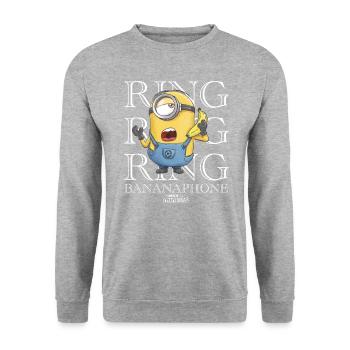 Minions Ring Ring Ring Bananaphone Rings - Unisex Sweatshirt - salt & pepper - Front - Alina (178cm) & Michal (187cm)