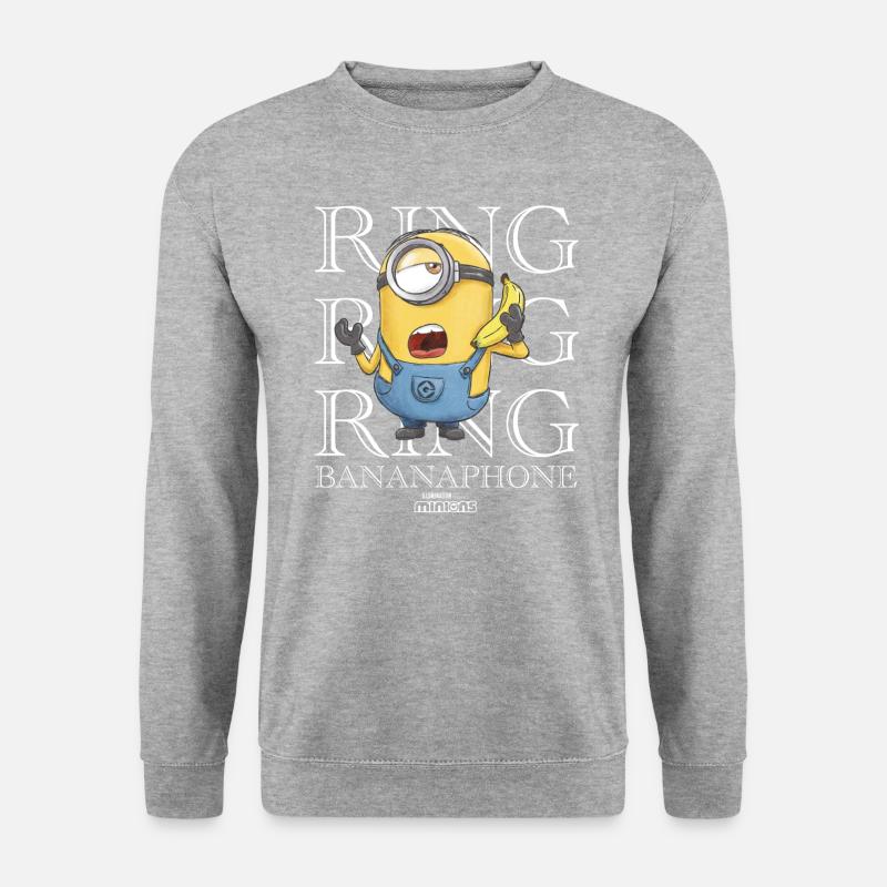 Minions Ring Ring Ring Bananaphone Klingelt - Unisex Pullover - Weißgrau meliert