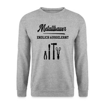 Metallbauer Ausbildung Beruf Lehre Azubi Schlosser - Unisex Pullover - Weißgrau meliert - Vorne - Alina (178cm) & Michal (187cm)