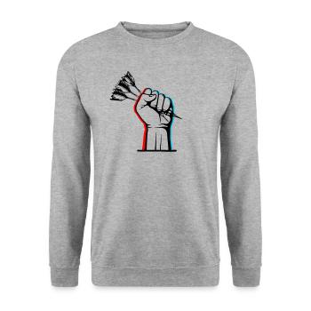 DartArt - Unisex Pullover - Weißgrau meliert - Vorne - Alina (178cm) & Michal (187cm)