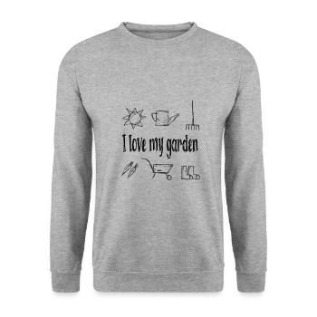 I love my garden - Unisex Pullover - Weißgrau meliert - Vorne - Alina (178cm) & Michal (187cm)