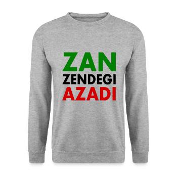 Zan zendegi azadi women life freedom - Unisex Pullover - Weißgrau meliert - Vorne - Alina (178cm) & Michal (187cm)
