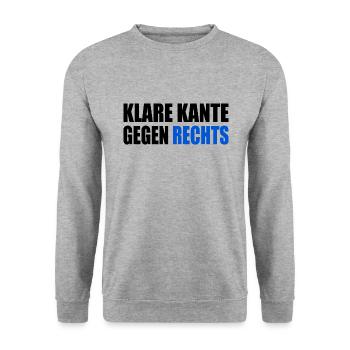 klare kante gegen rechts - Unisex Pullover - Weißgrau meliert - Vorne - Alina (178cm) & Michal (187cm)