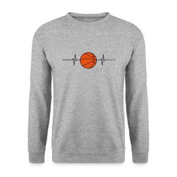 ballon de basket,fréquence cardiaque,sport,formes - Sweat-shirt Unisexe - gris chiné - Devant - Alina (178cm) & Michal (187cm)