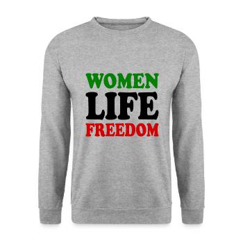 Women life freedom - Unisex Pullover - Weißgrau meliert - Vorne - Alina (178cm) & Michal (187cm)
