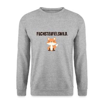 Fuchsteufelswild Lustig Fuchs Geschenk - Unisex Pullover - Weißgrau meliert - Vorne - Alina (178cm) & Michal (187cm)