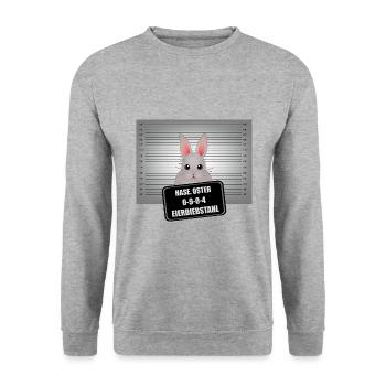 Osterhase - EIERDIEBSTAHL - Unisex Pullover - Weißgrau meliert - Vorne - Alina (178cm) & Michal (187cm)