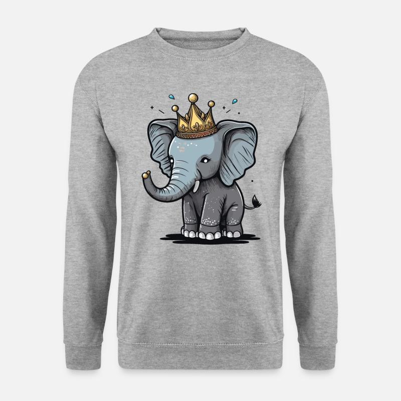 Der königliche Elefant - Unisex Pullover - Weißgrau meliert