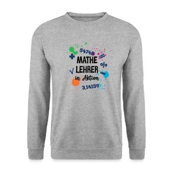 Mathelehrer in Aktion Mathe-Lehrer Mathematik Math - Unisex Pullover - Weißgrau meliert - Vorne - Alina (178cm) & Michal (187cm)