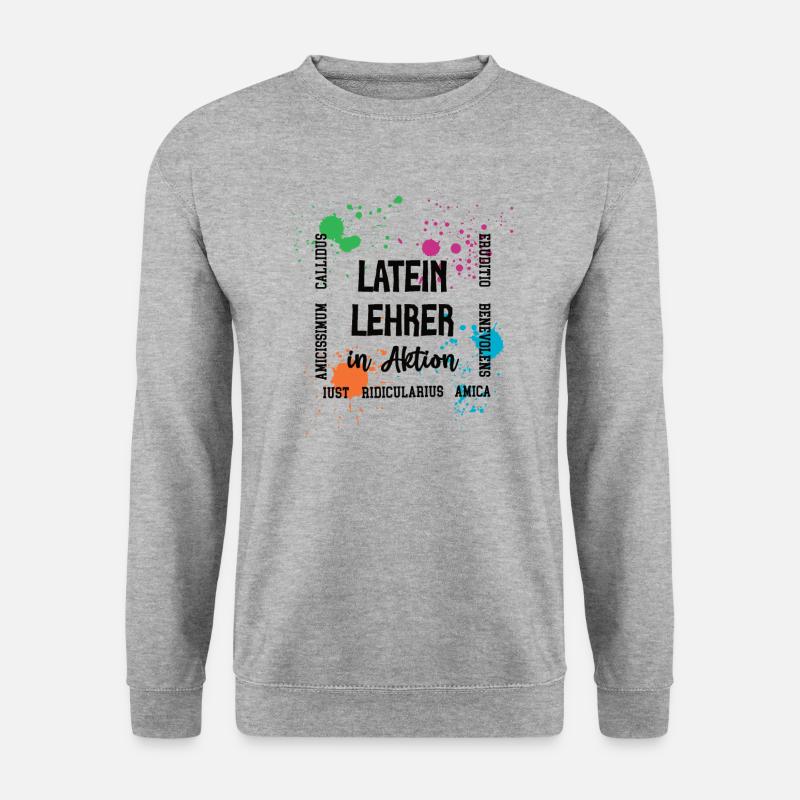 Latein Lehrer in Aktion Lateinlehrer Dozent Latin - Unisex Pullover - Weißgrau meliert
