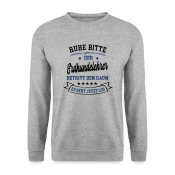 Erdkundelehrer Schule Geolehrer Erdkunde Lehrer - Unisex Pullover - Weißgrau meliert - Vorne - Alina (178cm) & Michal (187cm)