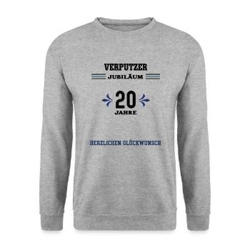 Verputzer 20 Jahre Jubiläum zwanzig jähriges Jubi - Unisex Pullover - Weißgrau meliert - Vorne - Alina (178cm) & Michal (187cm)