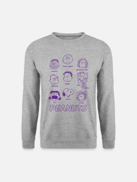 Peanuts Design Mit Charlie Braun & Seinen Freunden - Unisex Pullover - Weißgrau meliert