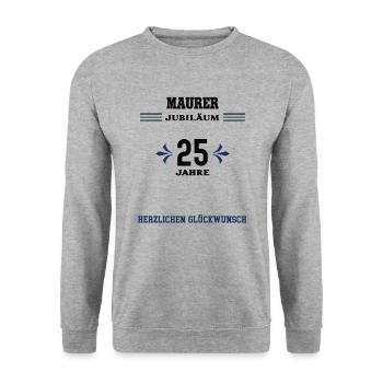 Maurer 25 Jahre Jubiläum 25. jähriges Jubilaeum - Unisex Pullover - Weißgrau meliert - Vorne - Alina (178cm) & Michal (187cm)