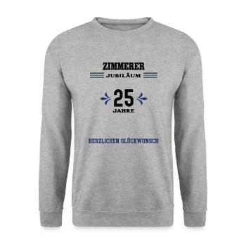 Zimmerer 25 Jahre Jubiläum 25. jähriges Jubilaeum - Unisex Pullover - Weißgrau meliert - Vorne - Alina (178cm) & Michal (187cm)