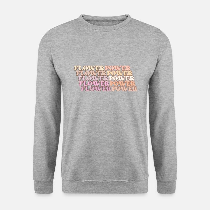 Flower Power Retro - Unisex Pullover - Weißgrau meliert