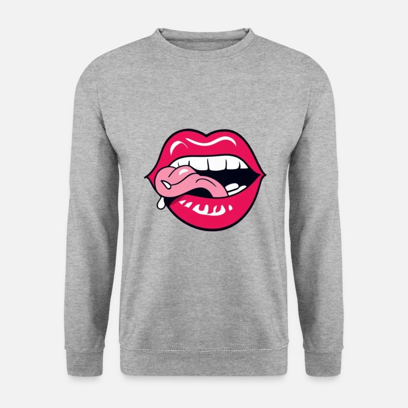 Zunge lasziv - Unisex Pullover - Weißgrau meliert