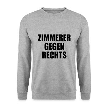 Zimmerer gegen rechts - Unisex Pullover - Weißgrau meliert - Vorne - Alina (178cm) & Michal (187cm)