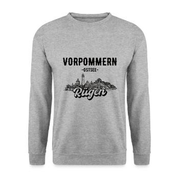 Rügen Vorpommern Geschenk - Unisex Pullover - Weißgrau meliert - Vorne - Alina (178cm) & Michal (187cm)